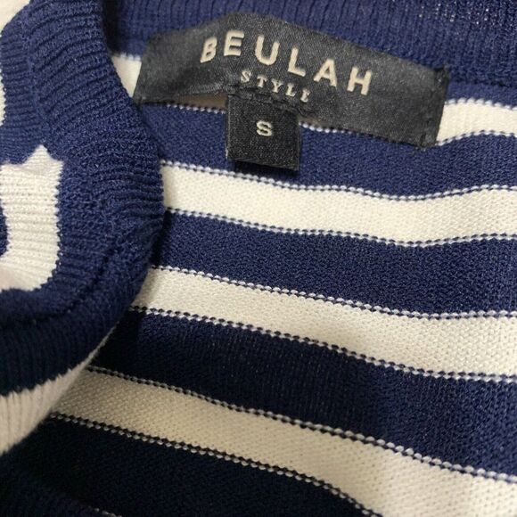 beulah anthropologie Authentic blue white Striped long sleeve sweater top small - Picture 4 of 9